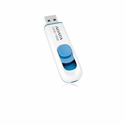 Флеш пам'ять USB A-DATA C008 16GB USB 2.0 White/Blue (AC008-16G-RWE) 01020301885 фото