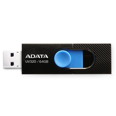 Флеш пам'ять USB A-DATA UV320 64GB USB 3.2 Gen1 Black/Blue (AUV320-64G-RBKBL) 01021002045 фото